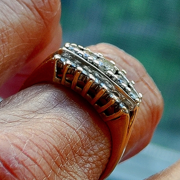 Vintage 3row diamond cluster 14K gold ring 7 1/2 - Picture 4 of 10
